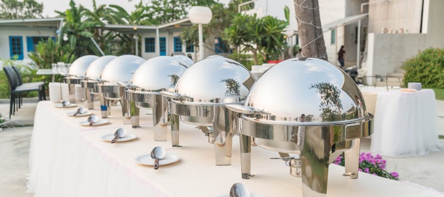 Selective focus point on catering buffet food in restaurant